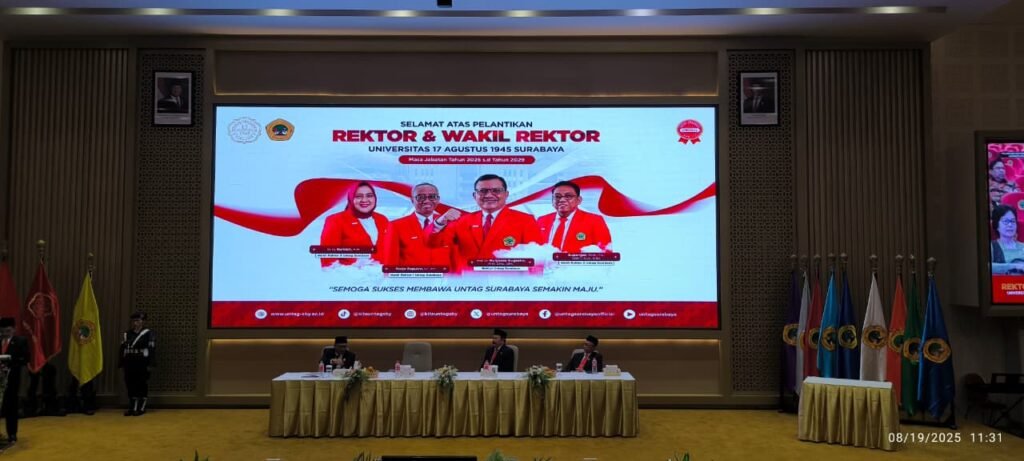 Wakil Rektor III UHT Hadiri Pelantikan Rektor dan Wakil Rektor Untag Surabaya Masa Bakti 2025–2029